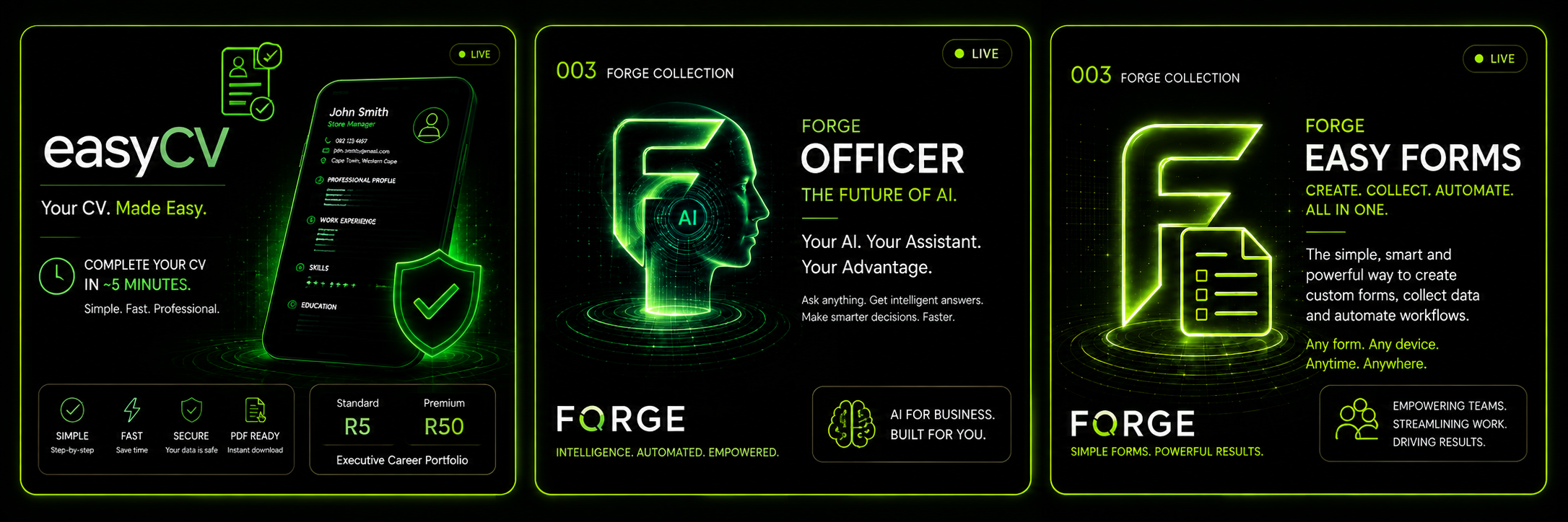 EasyCV, Forge Officer and EasyForms
